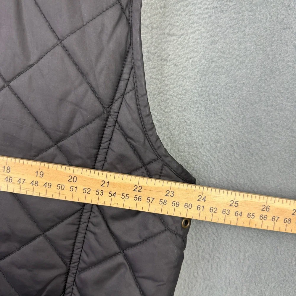 Polo Ralph Lauren Mens XL Black Quilted Vest Corduroy Collar Full Zip Snap Front